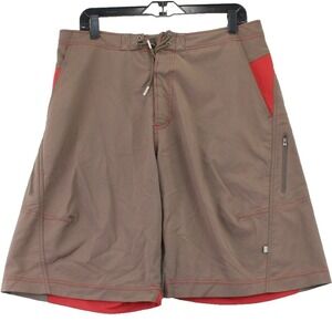 REI Mens Board Shorts Size 34 Brown Red UPF 30+ Polyester Spandex Outdoor